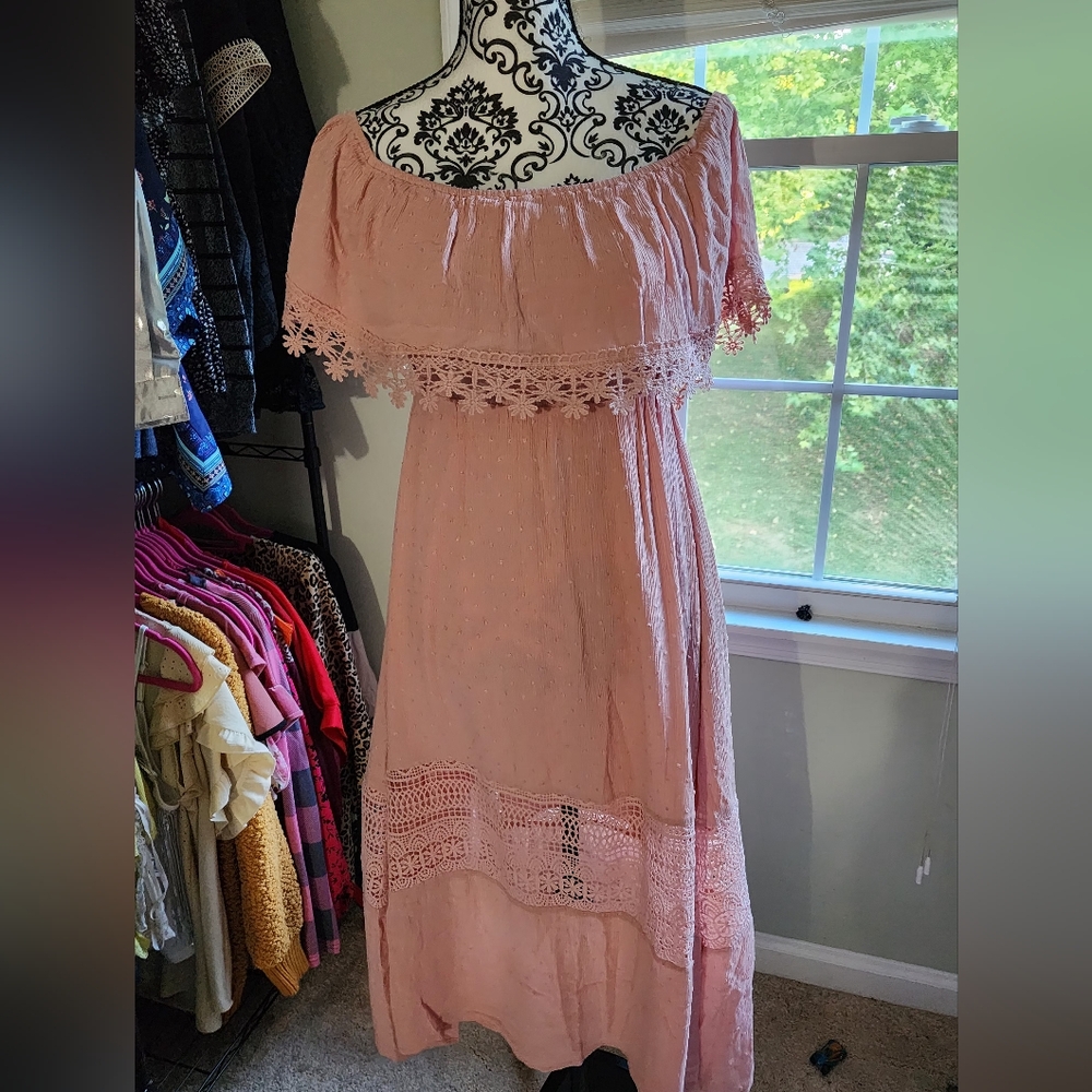 Amazon pink off the shoulder dress